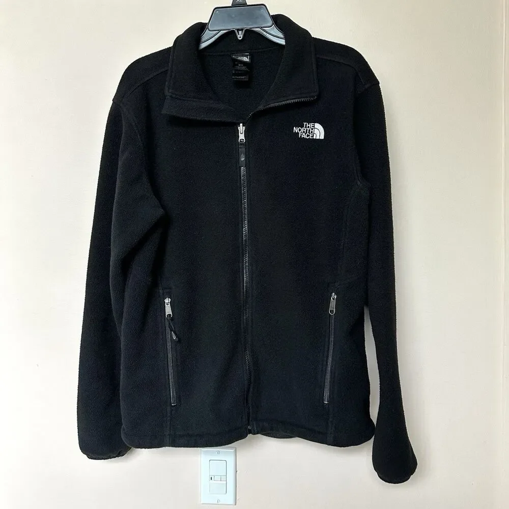 The North Face Zip Fleece Jacket Mens Med Black Outdoor Sports Active Casual